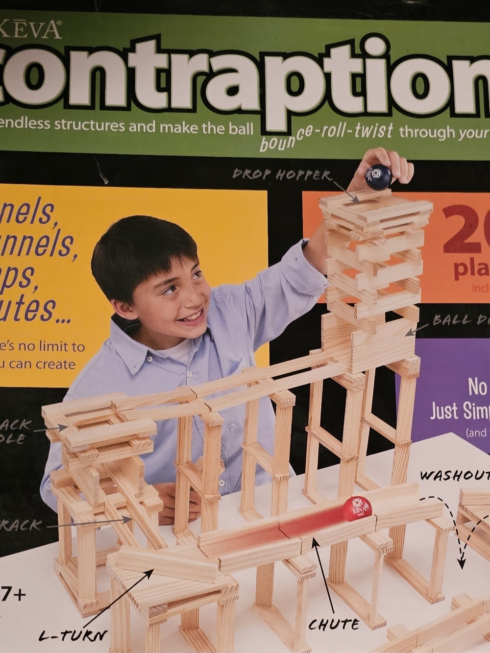 Contraptions Wooden Marble Run Building Set - Natural Wood